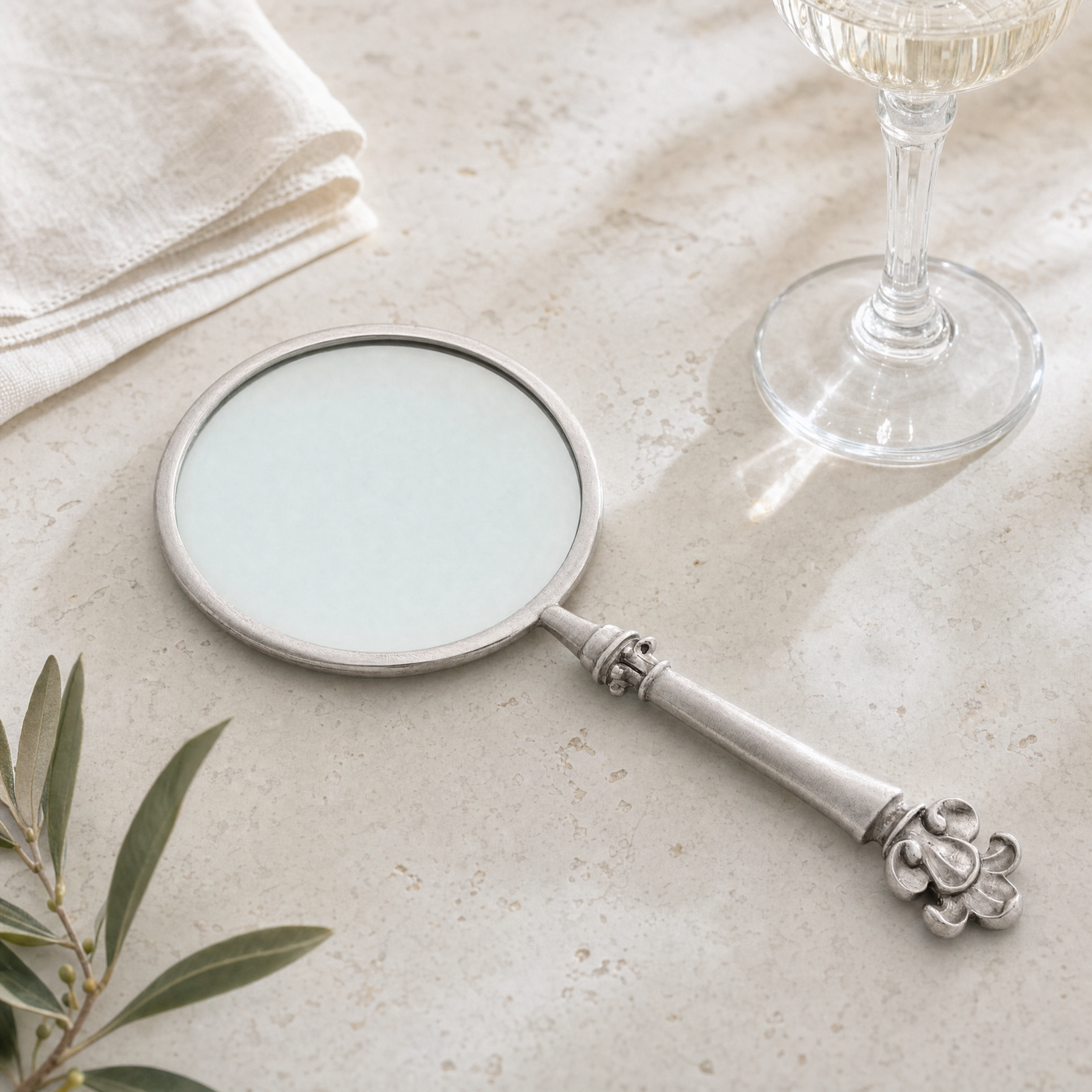 Pewter Provencal Pattern Magnifier 4 inches 4