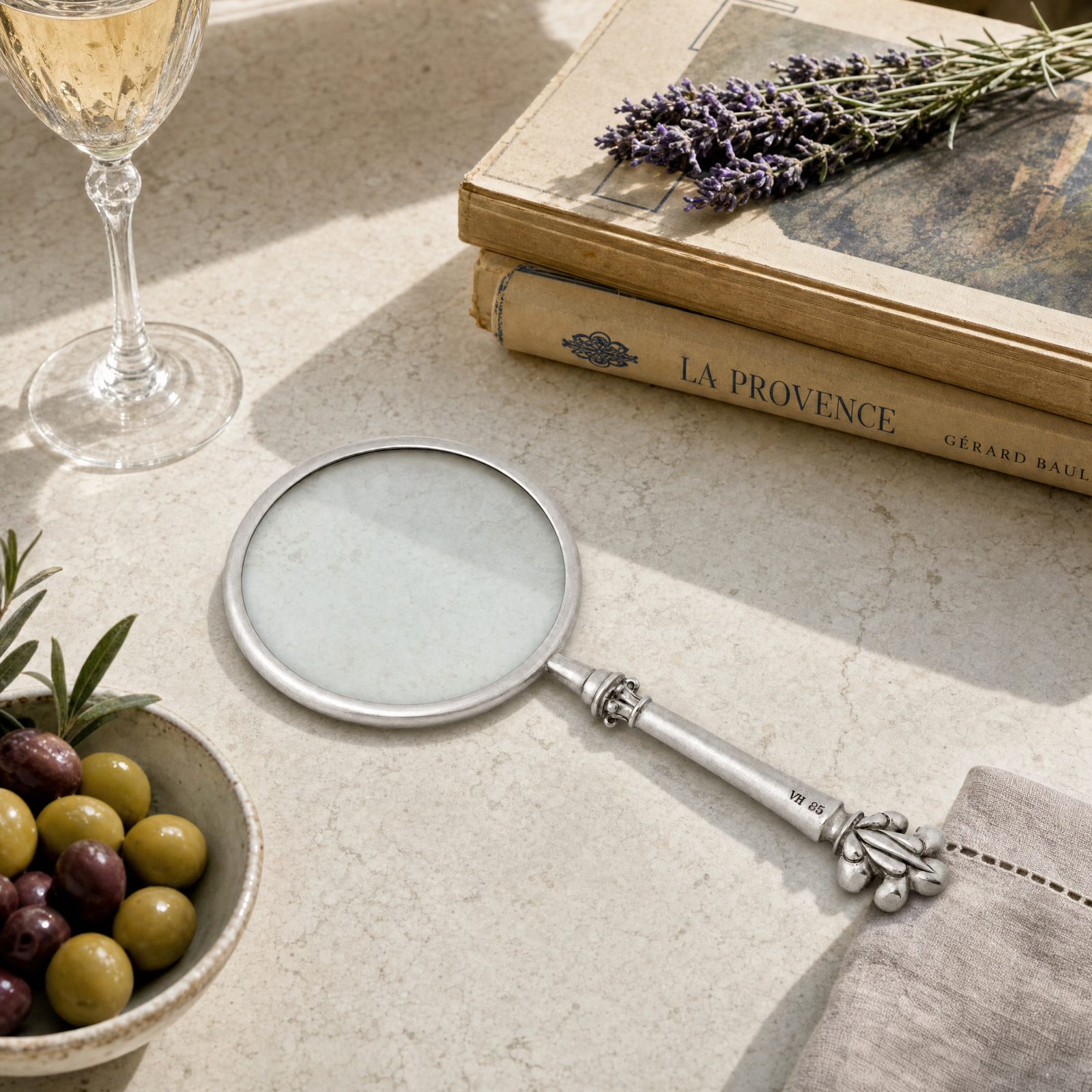 Pewter Provencal Pattern Magnifier 4 inches 9