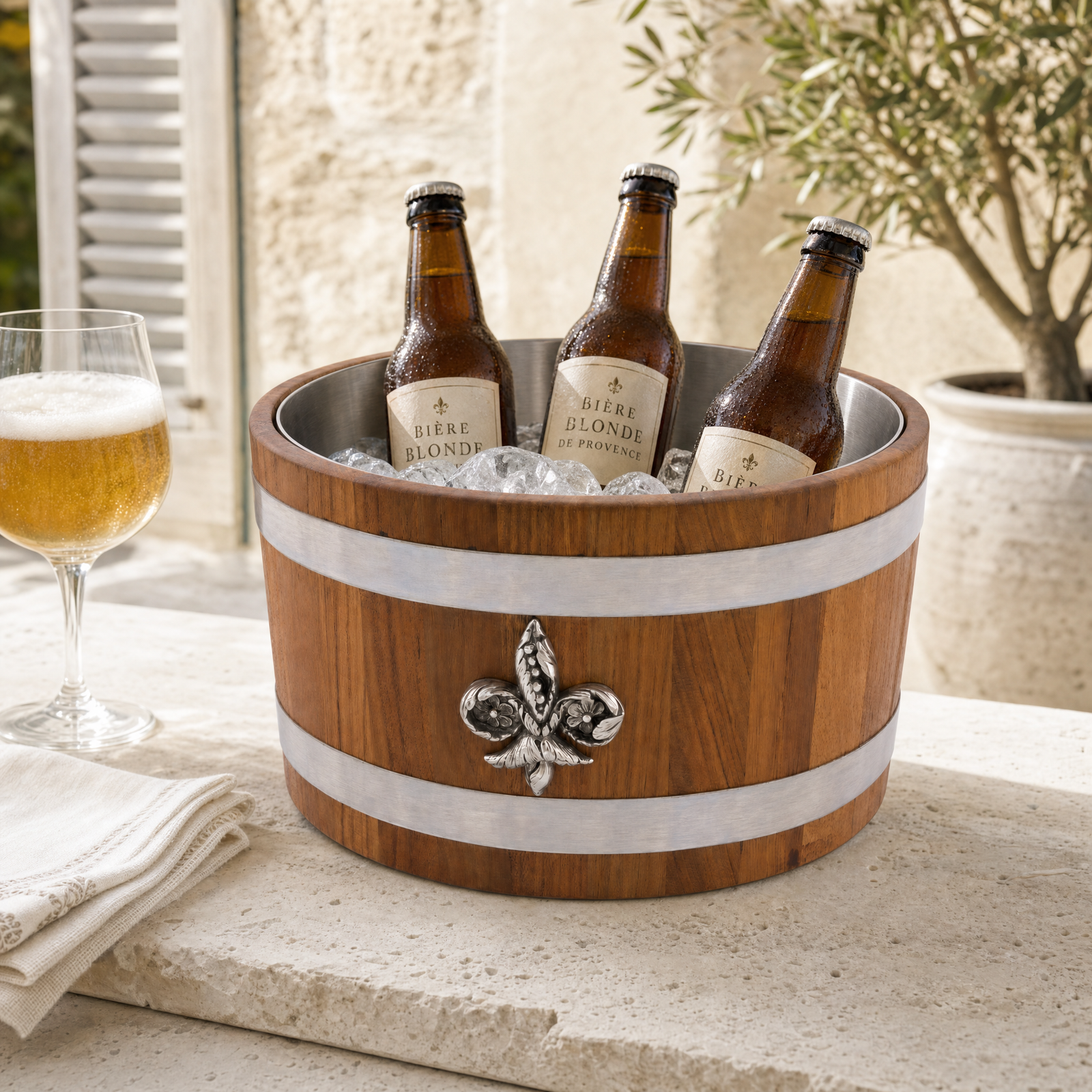 Fleur de lies Teak Beer Cooler 4