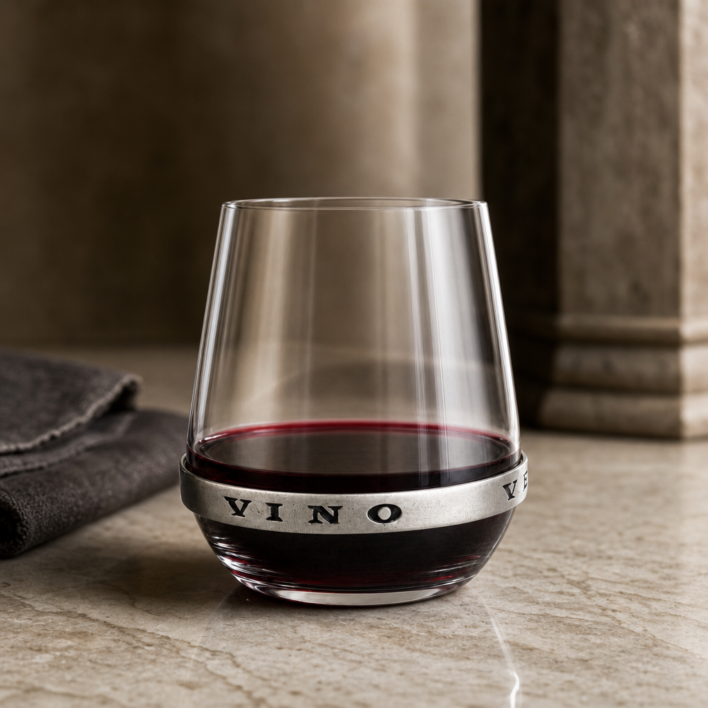 In Vino Veritas Stemless Red Wine Glass 3