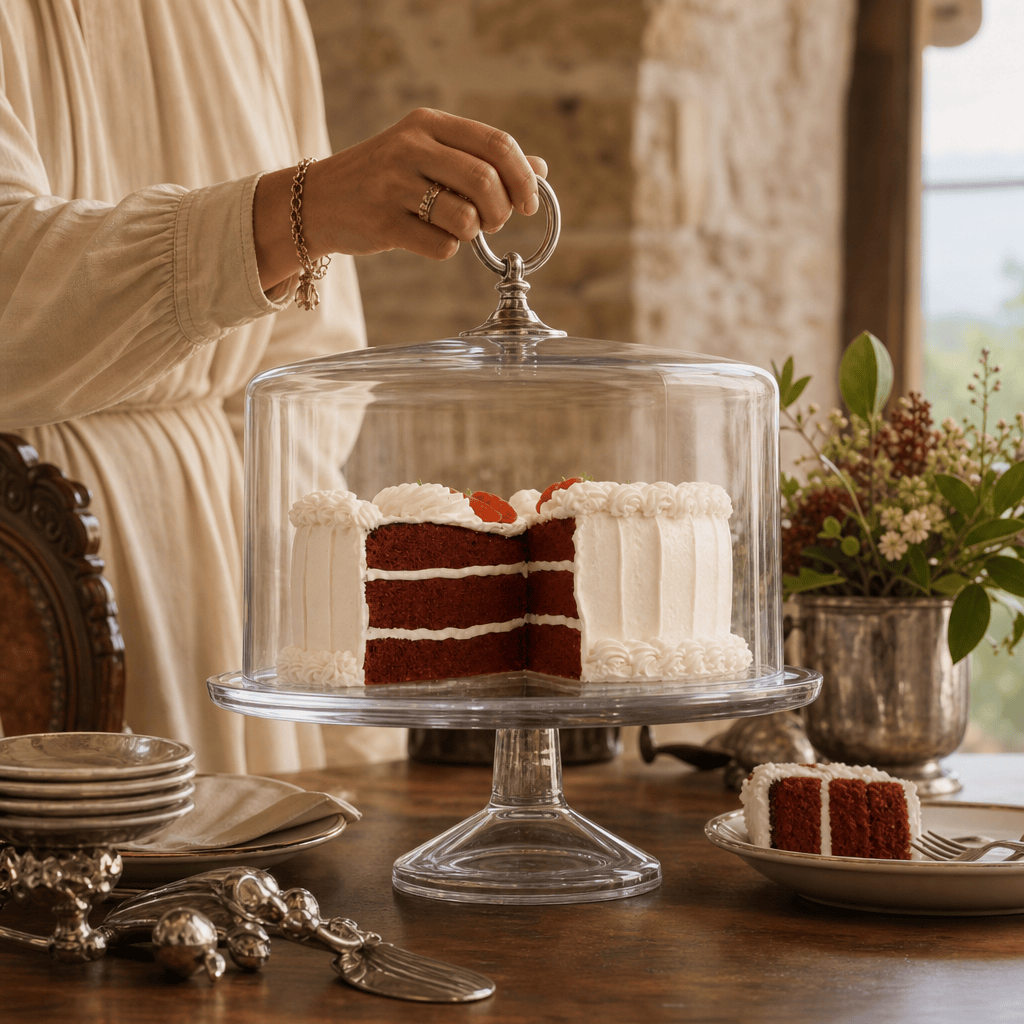 Classic Pewter Ring Glass Covered Cake / Dessert Stand 3