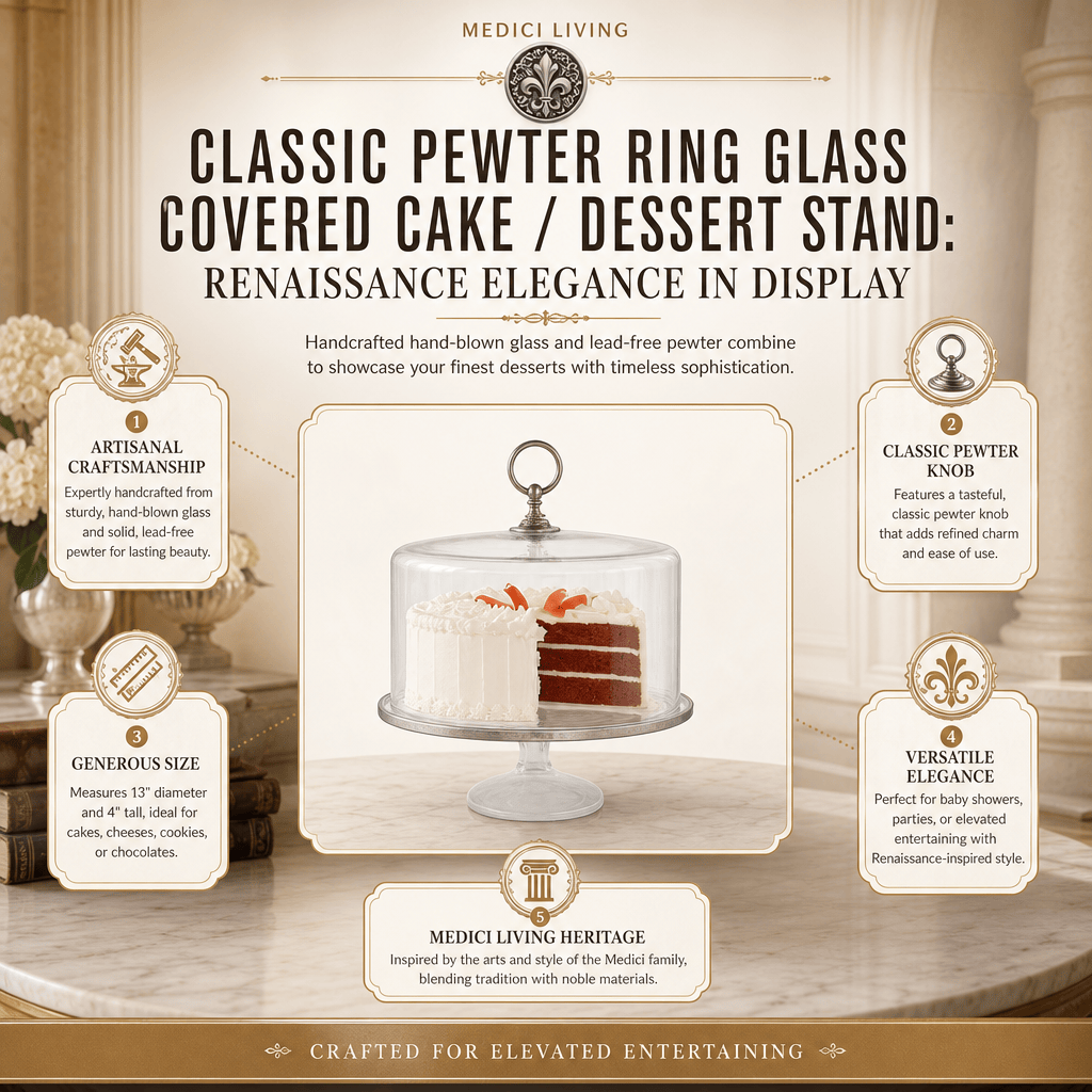 Classic Pewter Ring Glass Covered Cake / Dessert Stand 4