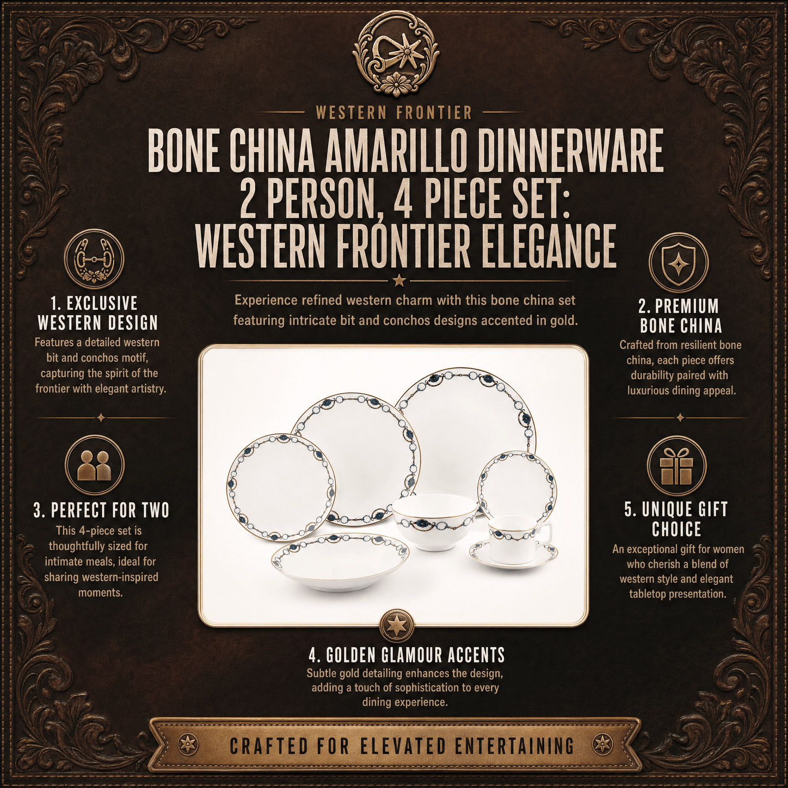 Bone China Amarillo Dinnerware 2 Person, 4 piece Set 4