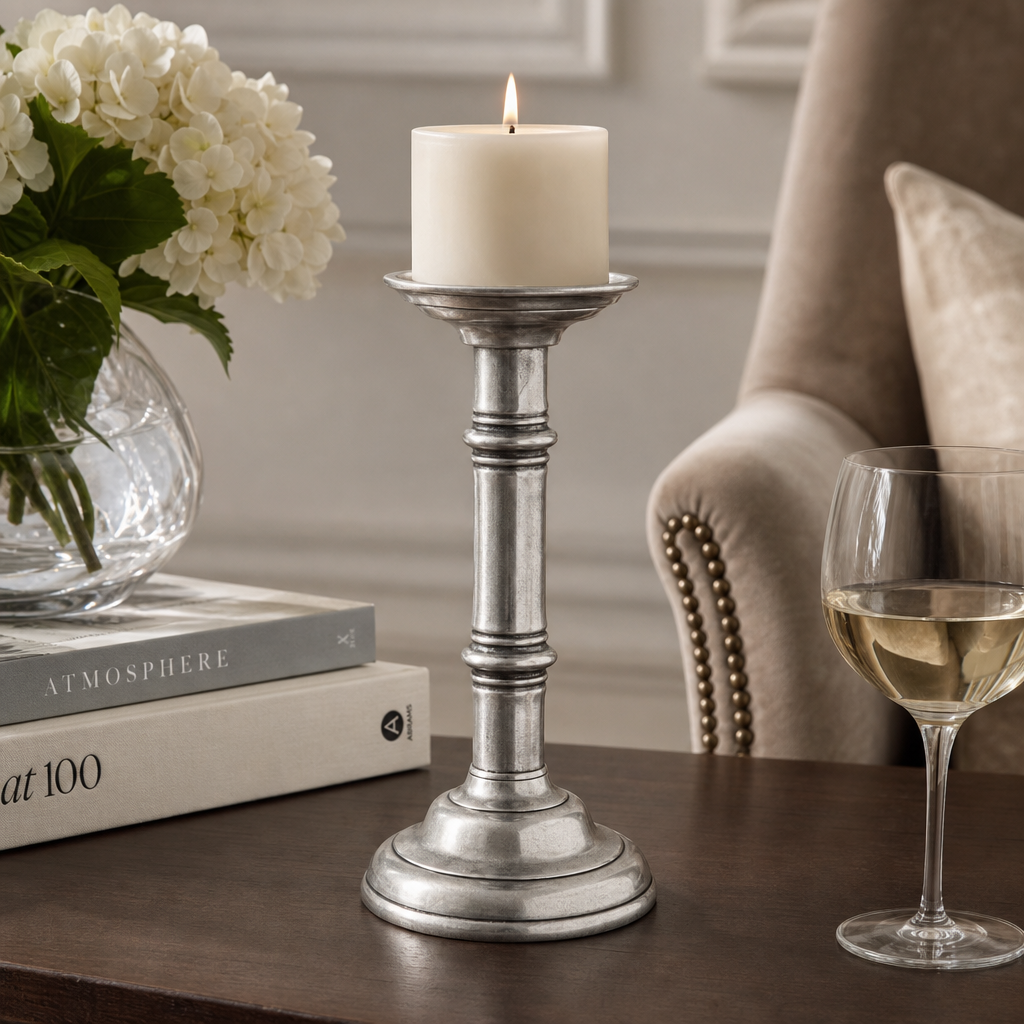 Classic Pewter Pillar Candlestick 2