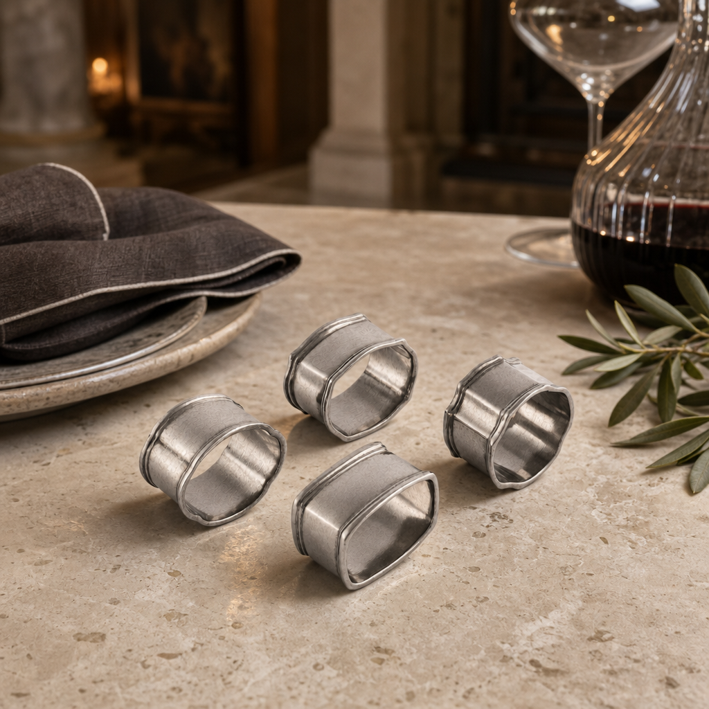 Pewter Classic Napkin Ring Set (4) 8