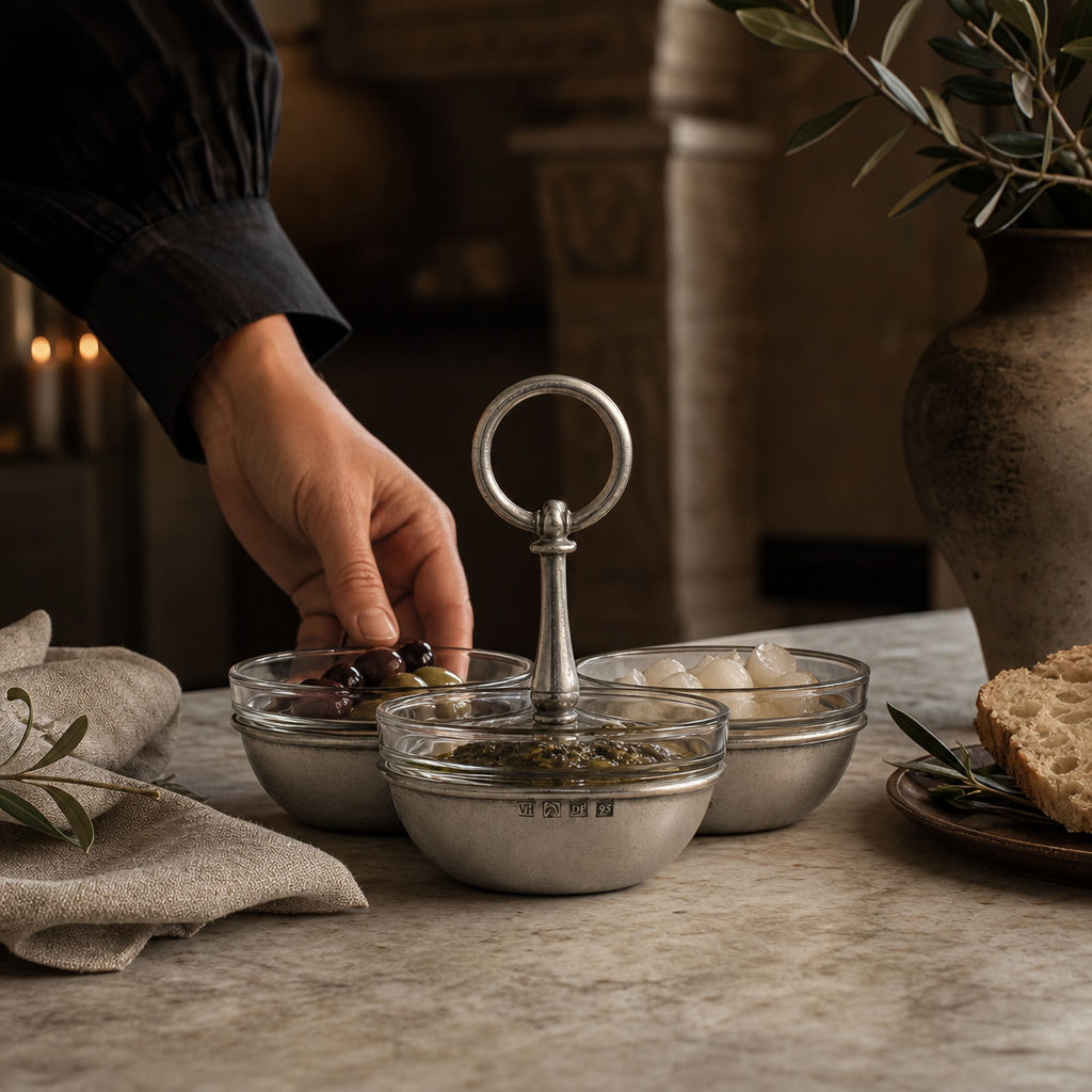 Pewter Condiment Trio 6