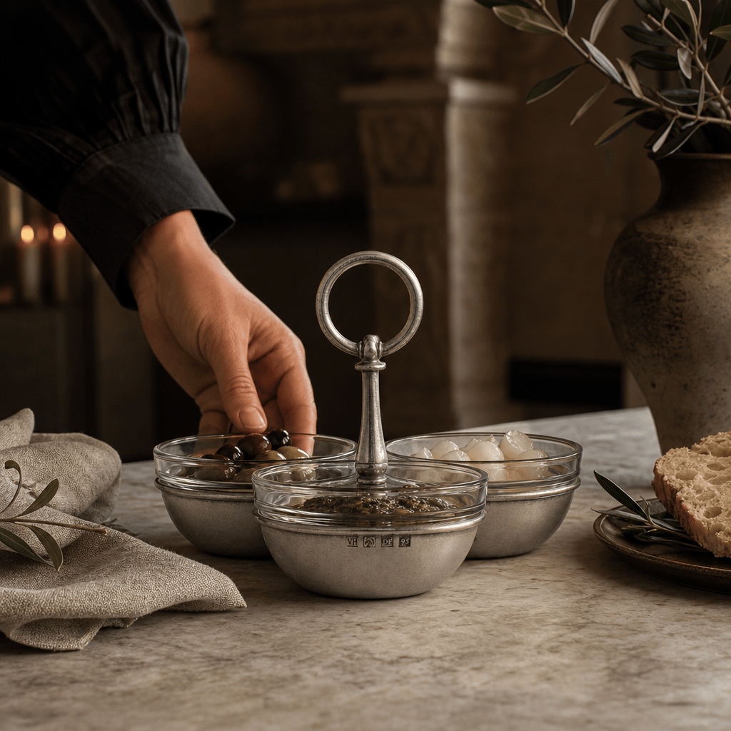 Pewter Condiment Trio 6
