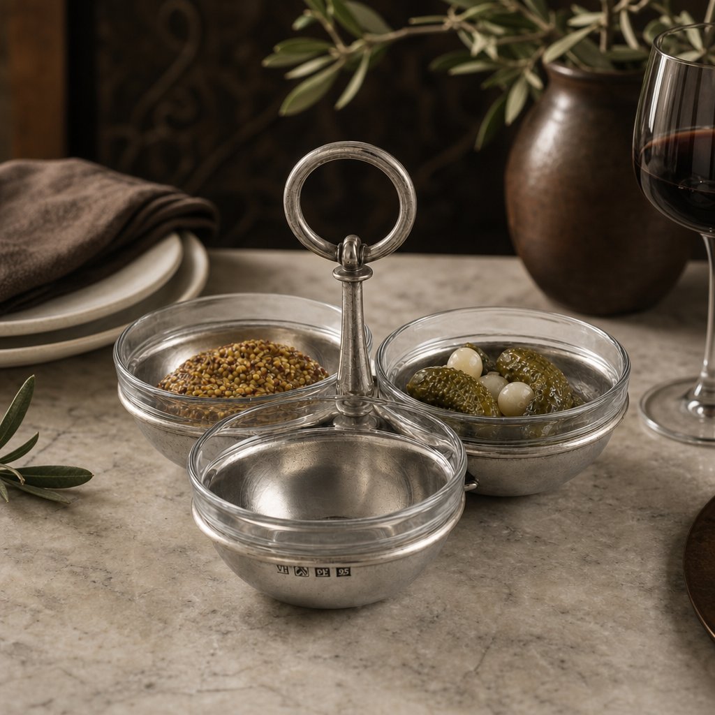 Pewter Condiment Trio 7