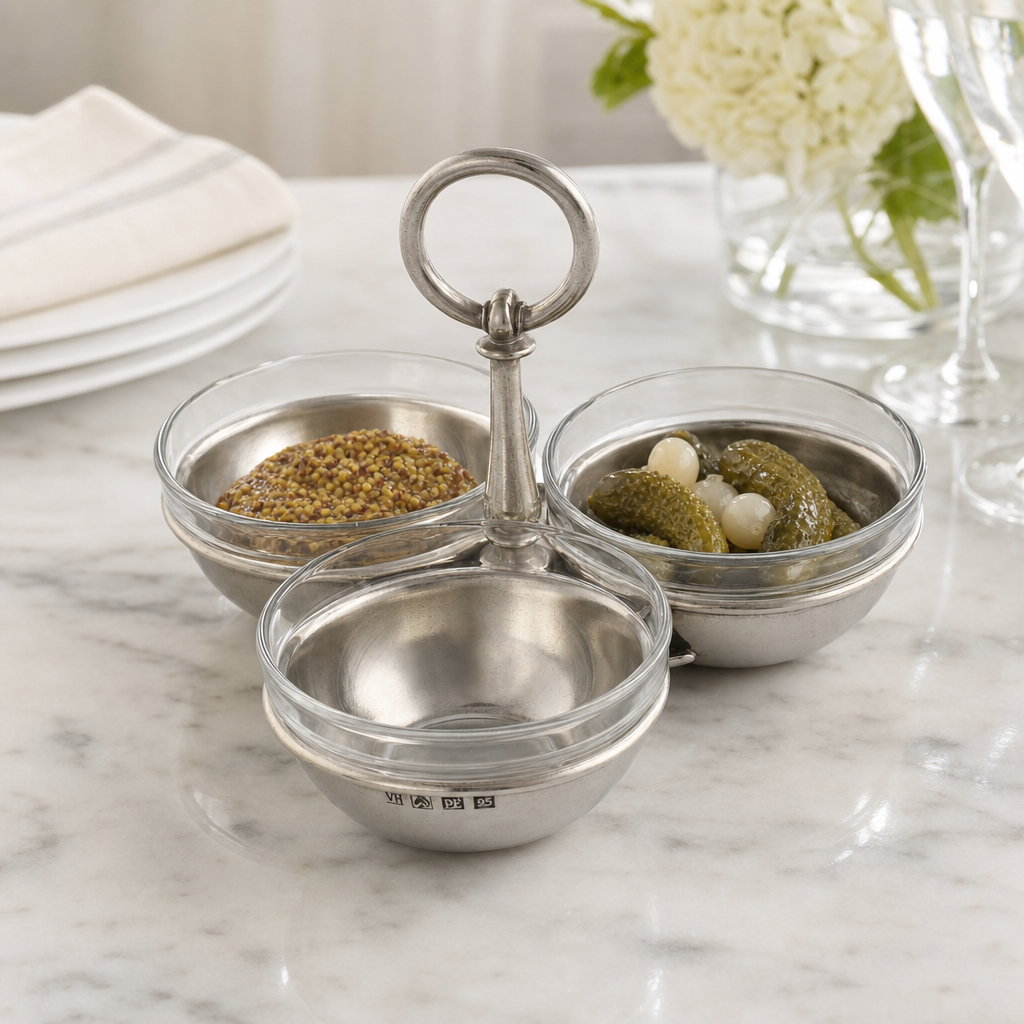 Pewter Condiment Trio 10