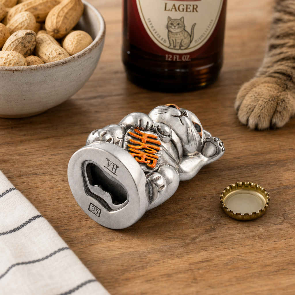 Lucky Cat Pewter Bottle Opener 6