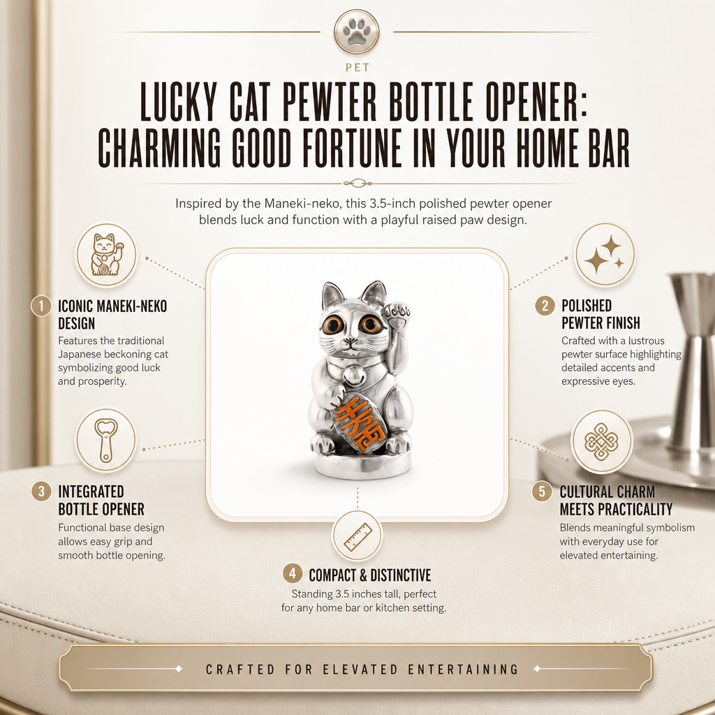 Lucky Cat Pewter Bottle Opener 9