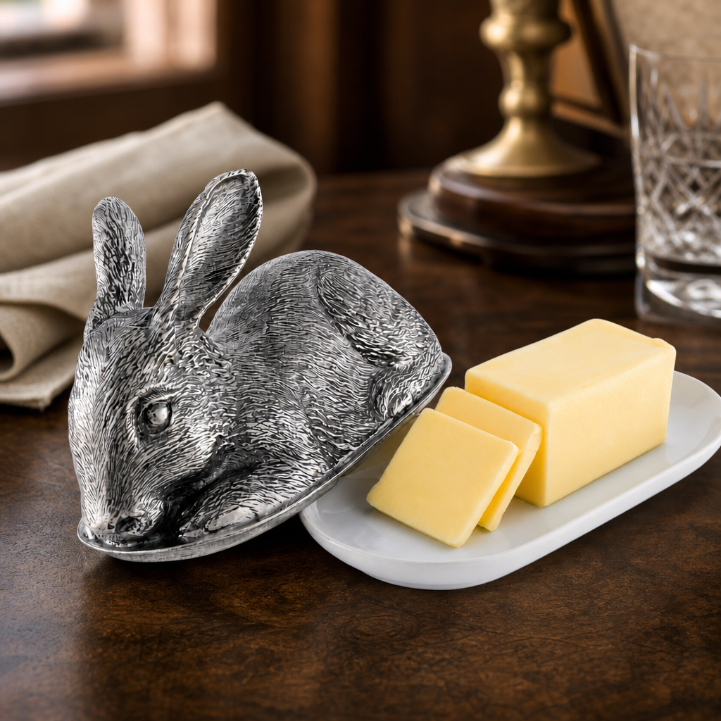 Pewter Rabbit Butter Dish 2