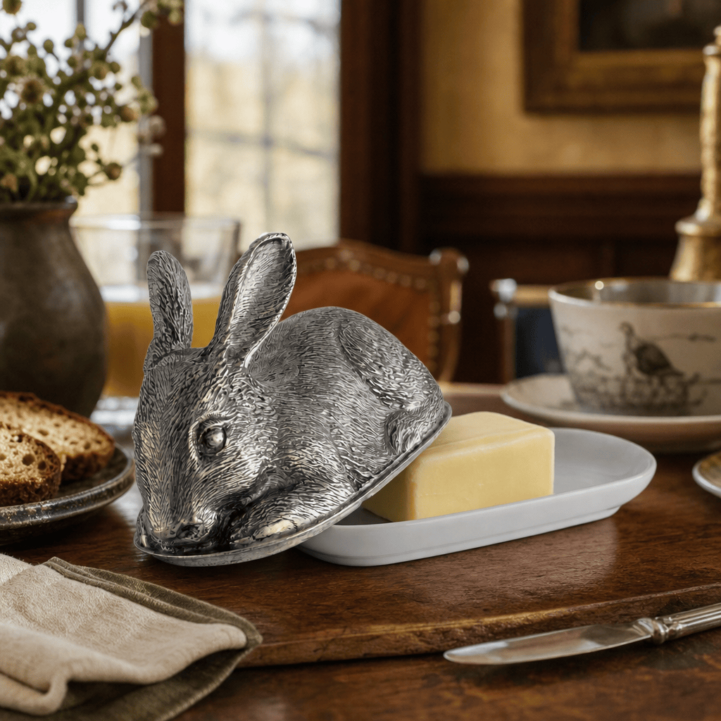 Pewter Rabbit Butter Dish 9