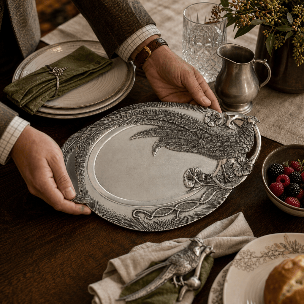 Pheasant Feather Oblong Tray 6