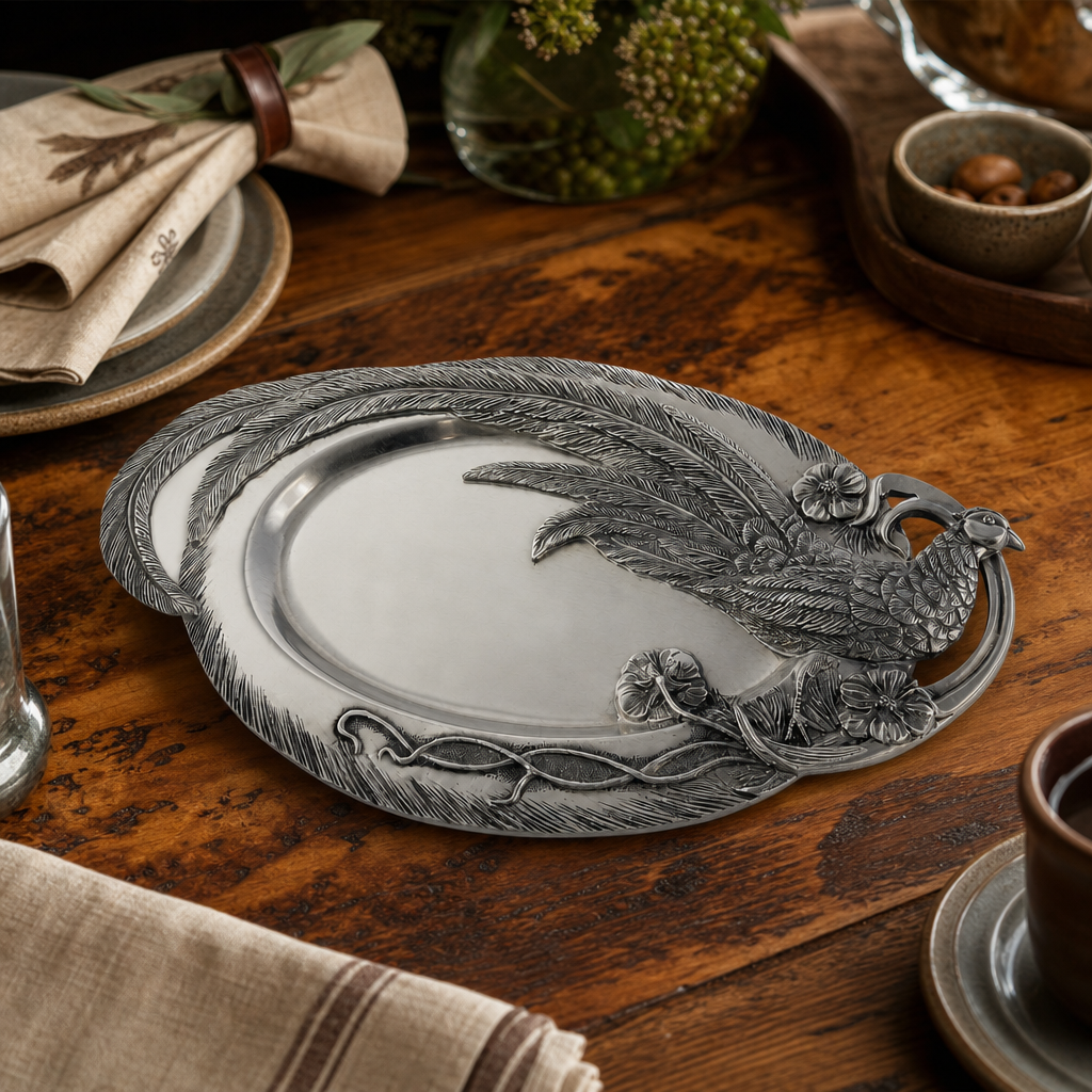 Pheasant Feather Oblong Tray 7