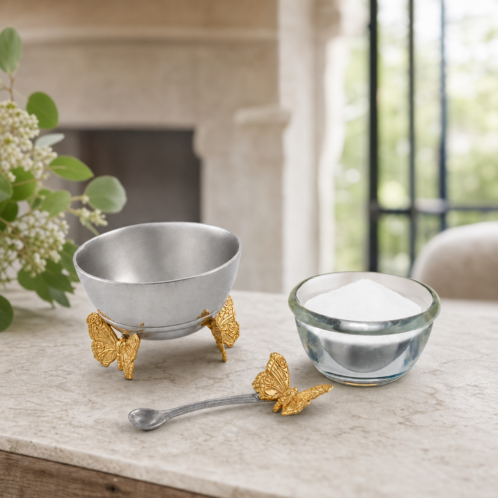 Gold Butterfly Salt Cellar with Spoon 4