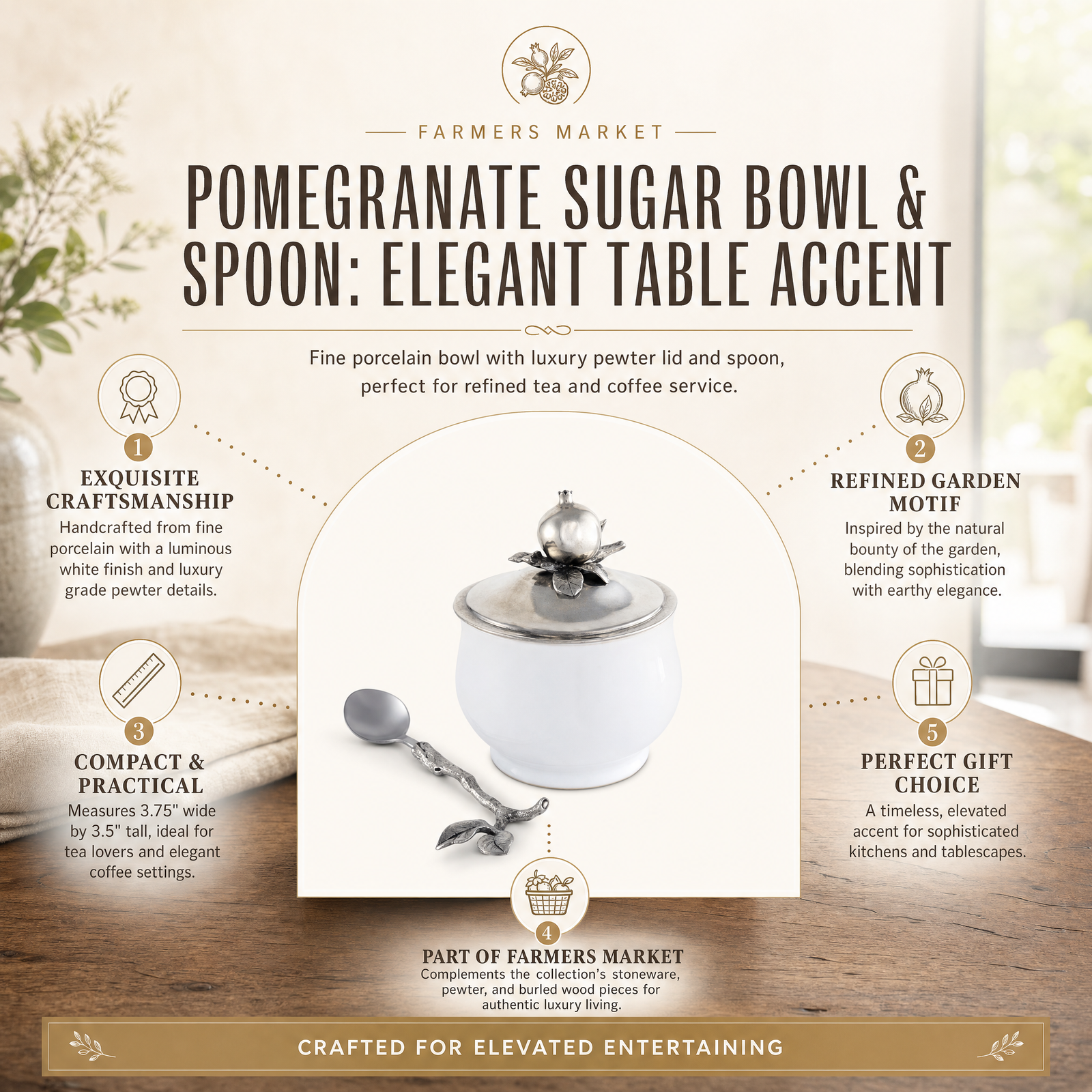 Pomegranate Sugar Bowl and Spoon 11