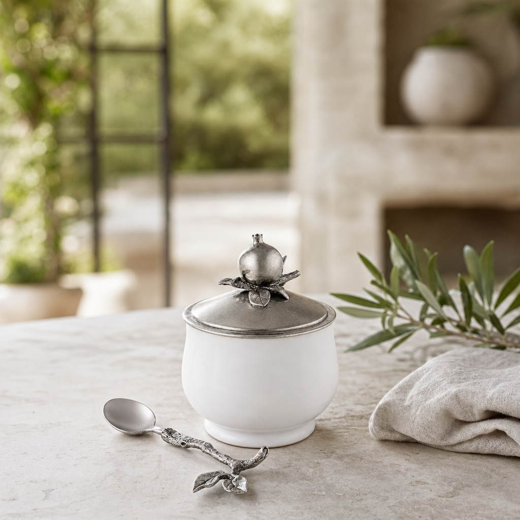 Pomegranate Sugar Bowl and Spoon 2