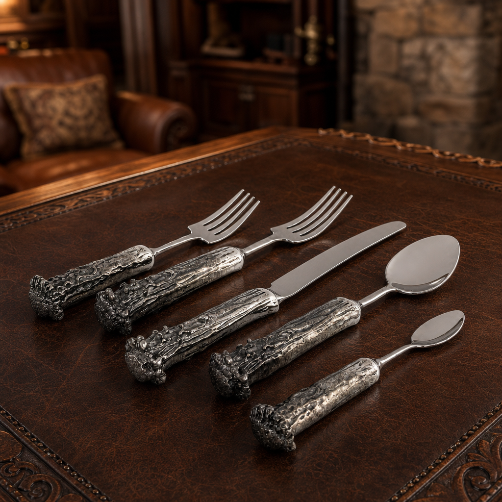 Pewter Antler Flatware Set 4
