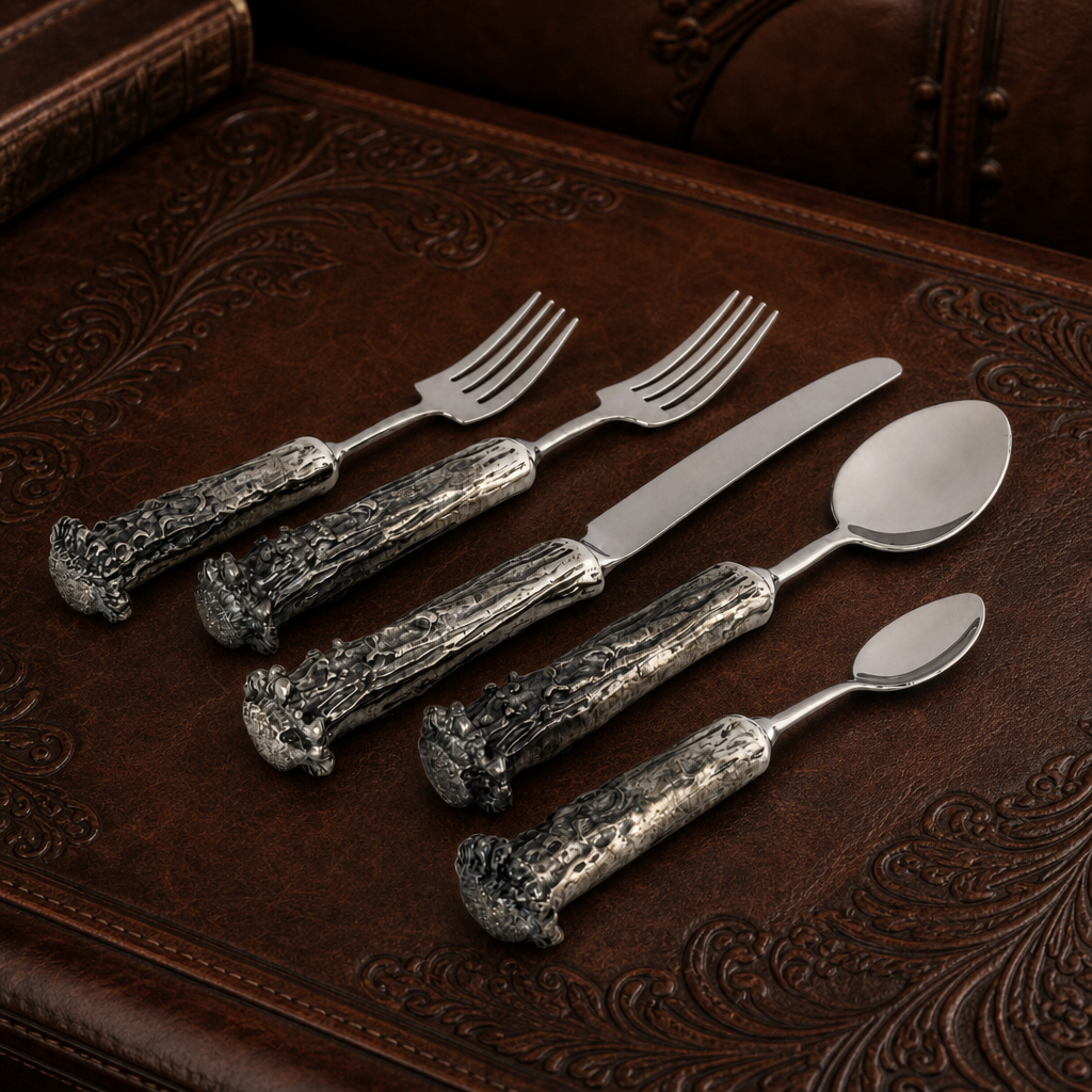 Pewter Antler Flatware Set 2