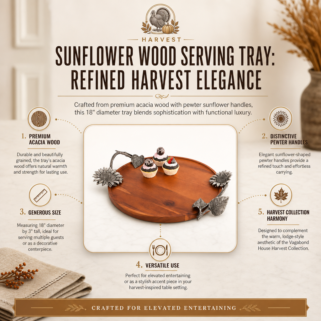 Sunflower Wood Serving Tray 11