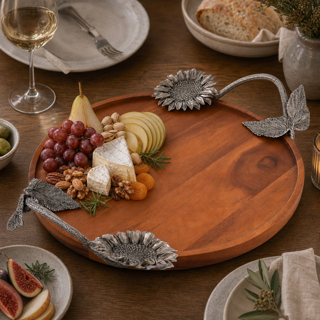 Sunflower Wood Serving Tray 7