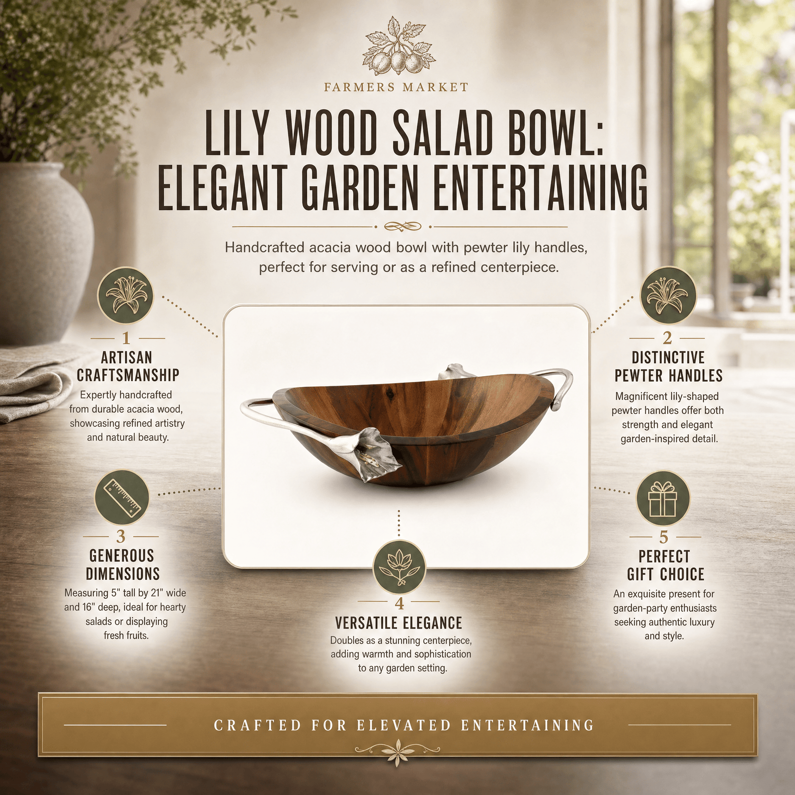 Lily Wood Salad Bowl 11