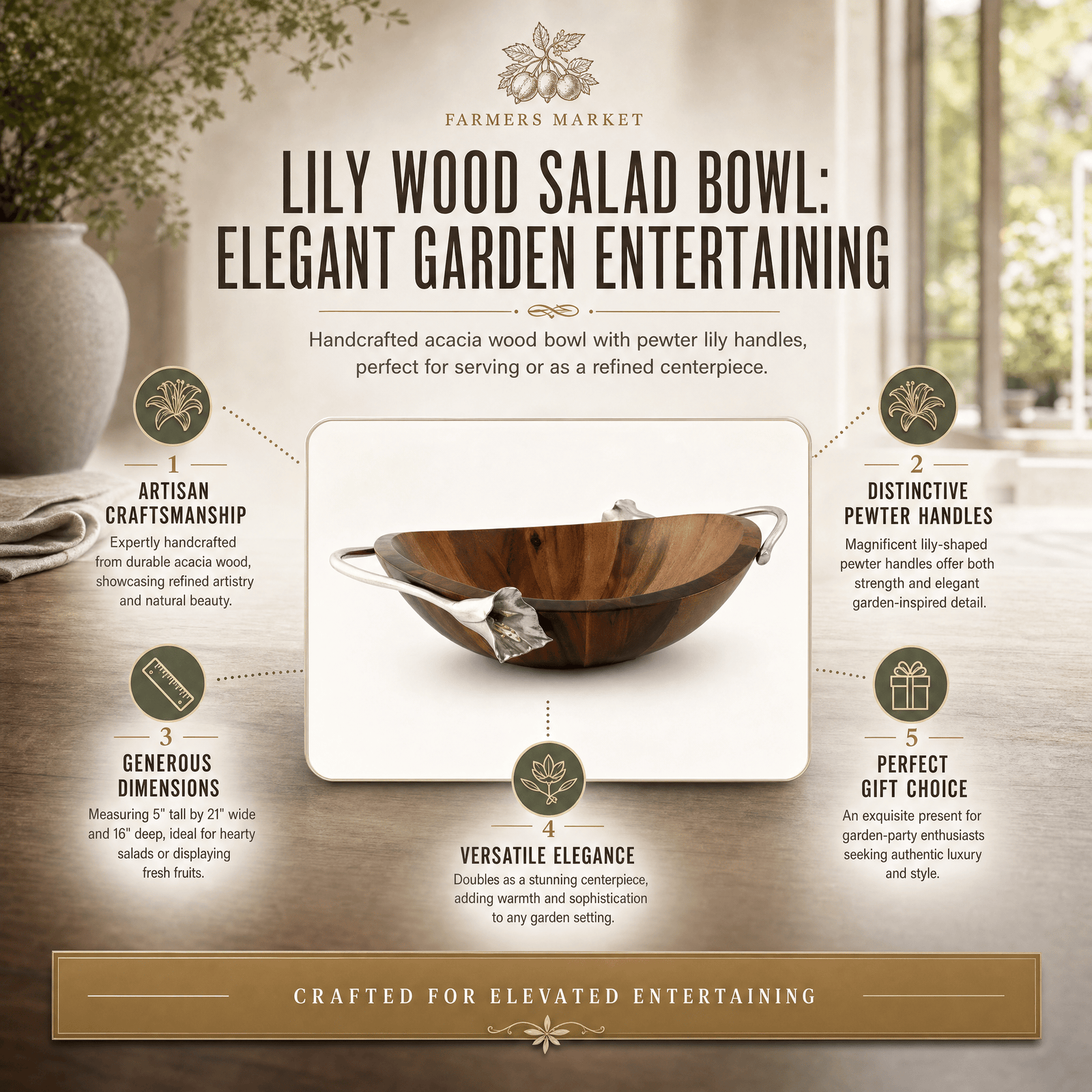 Lily Wood Salad Bowl 11