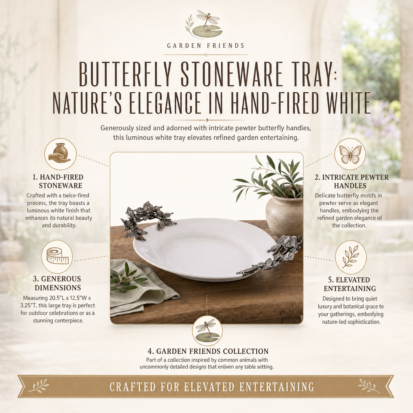 Butterfly Stoneware Tray Large 9