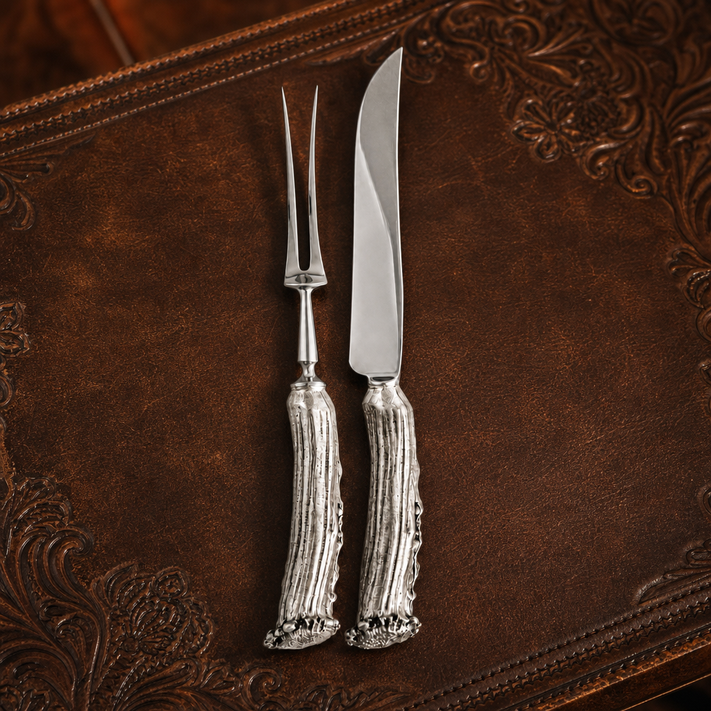 Pewter Antler Carving Set 2