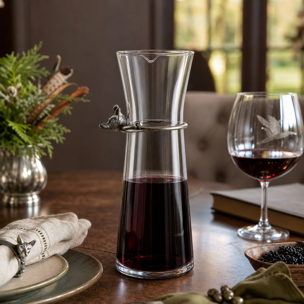 Wine Carafe with Pewter Hunt Equestrian Horn 8