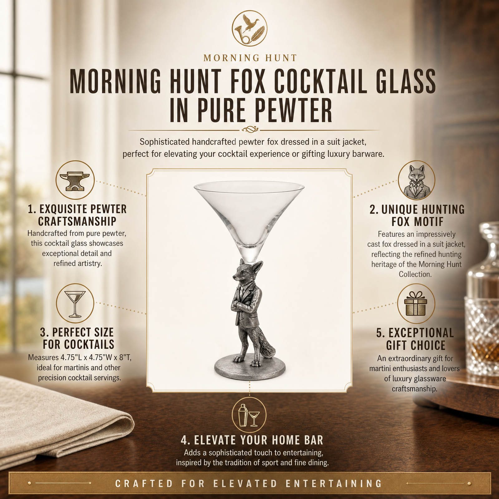 Hunting Dressed Fox Cocktail / Martini Glass 1
