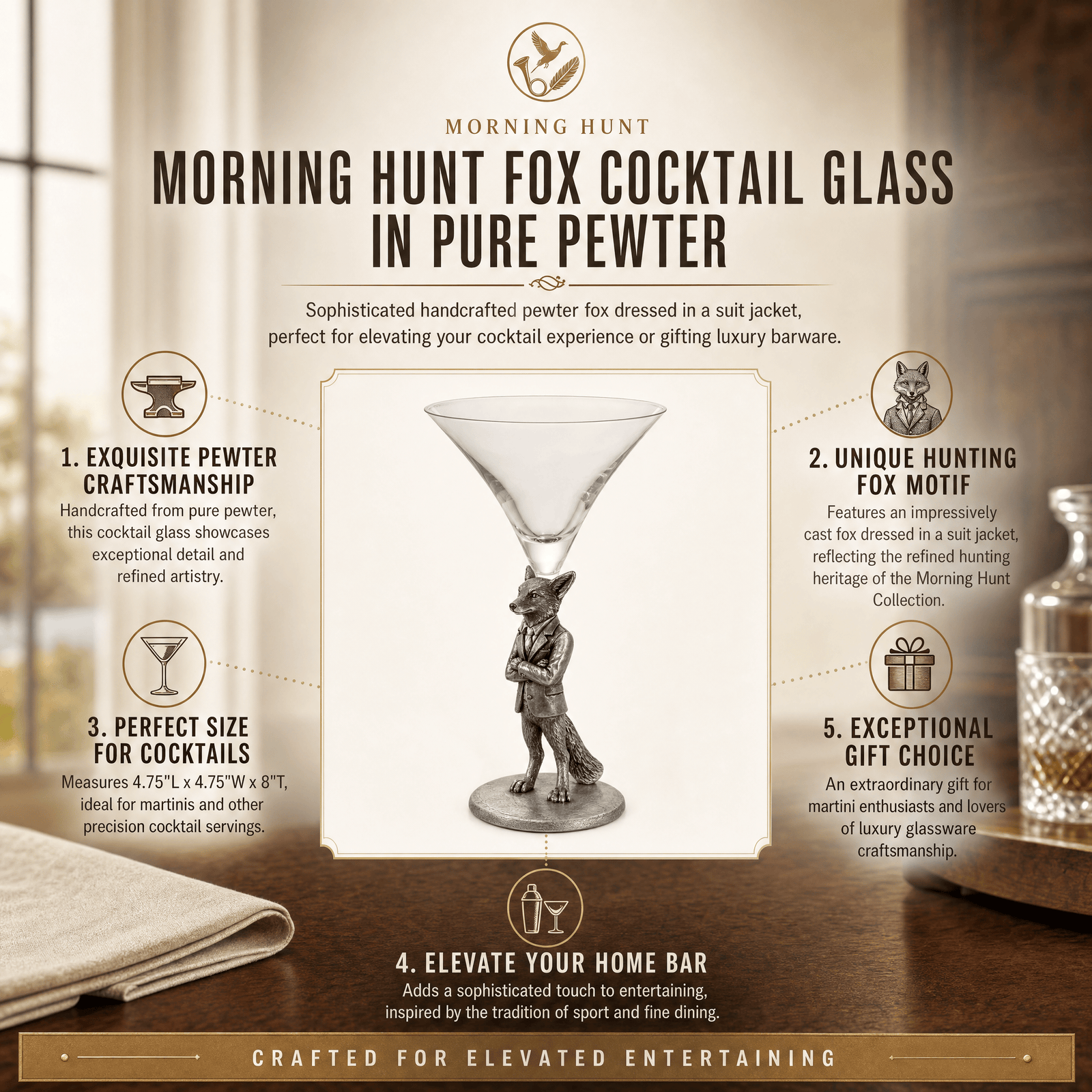 Hunting Dressed Fox Cocktail / Martini Glass 11