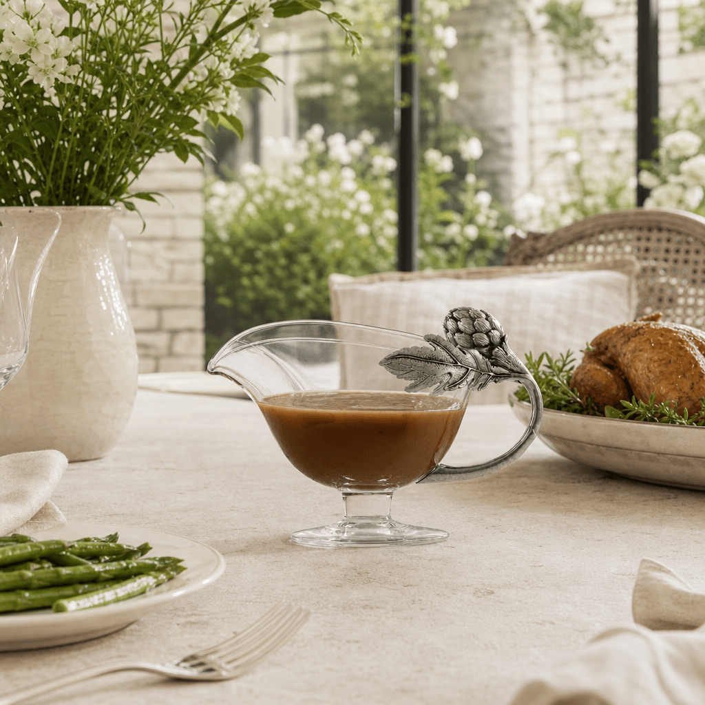 Artichoke Glass Gravy Boat 7