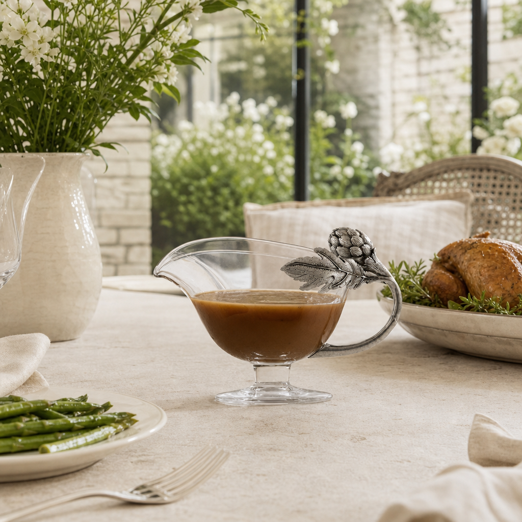 Artichoke Glass Gravy Boat 7