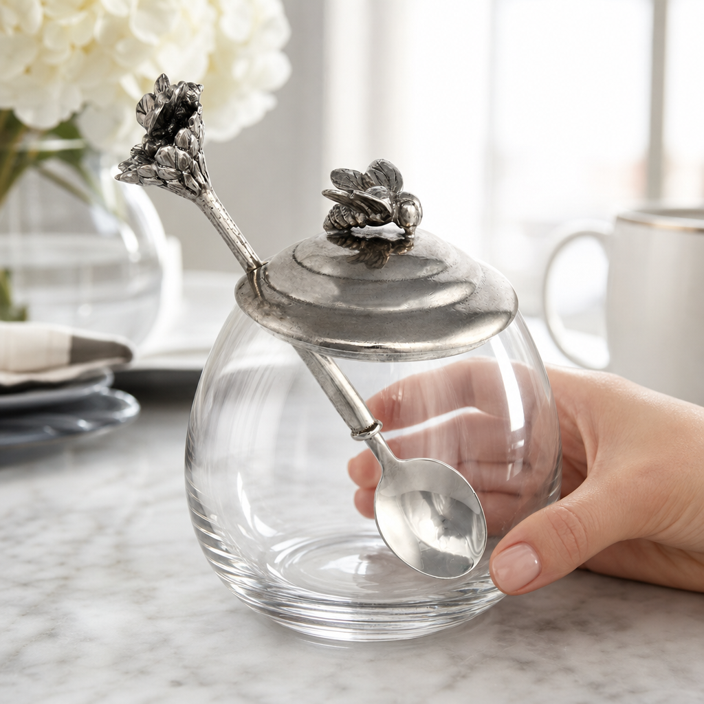Bee Glass Honey Pot with Spoon 10