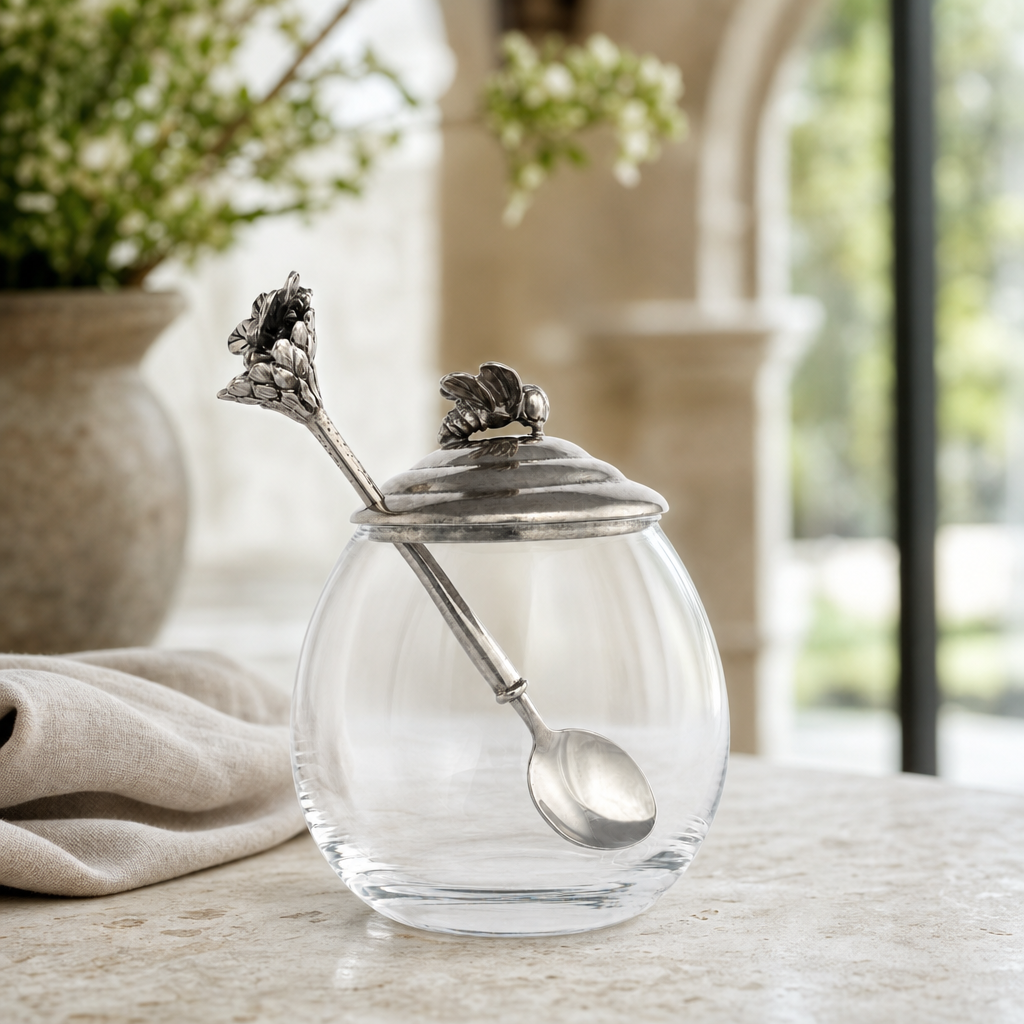 Bee Glass Honey Pot with Spoon 4