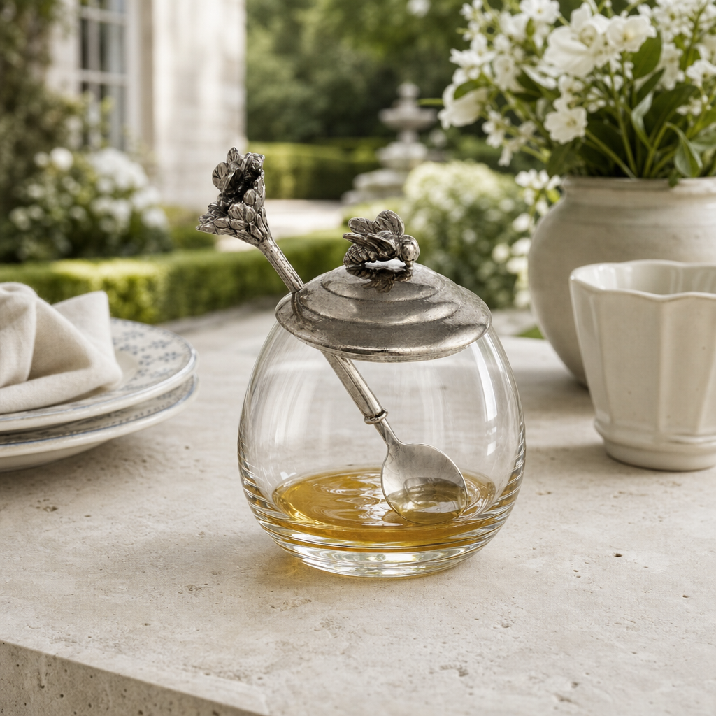 Bee Glass Honey Pot with Spoon 7
