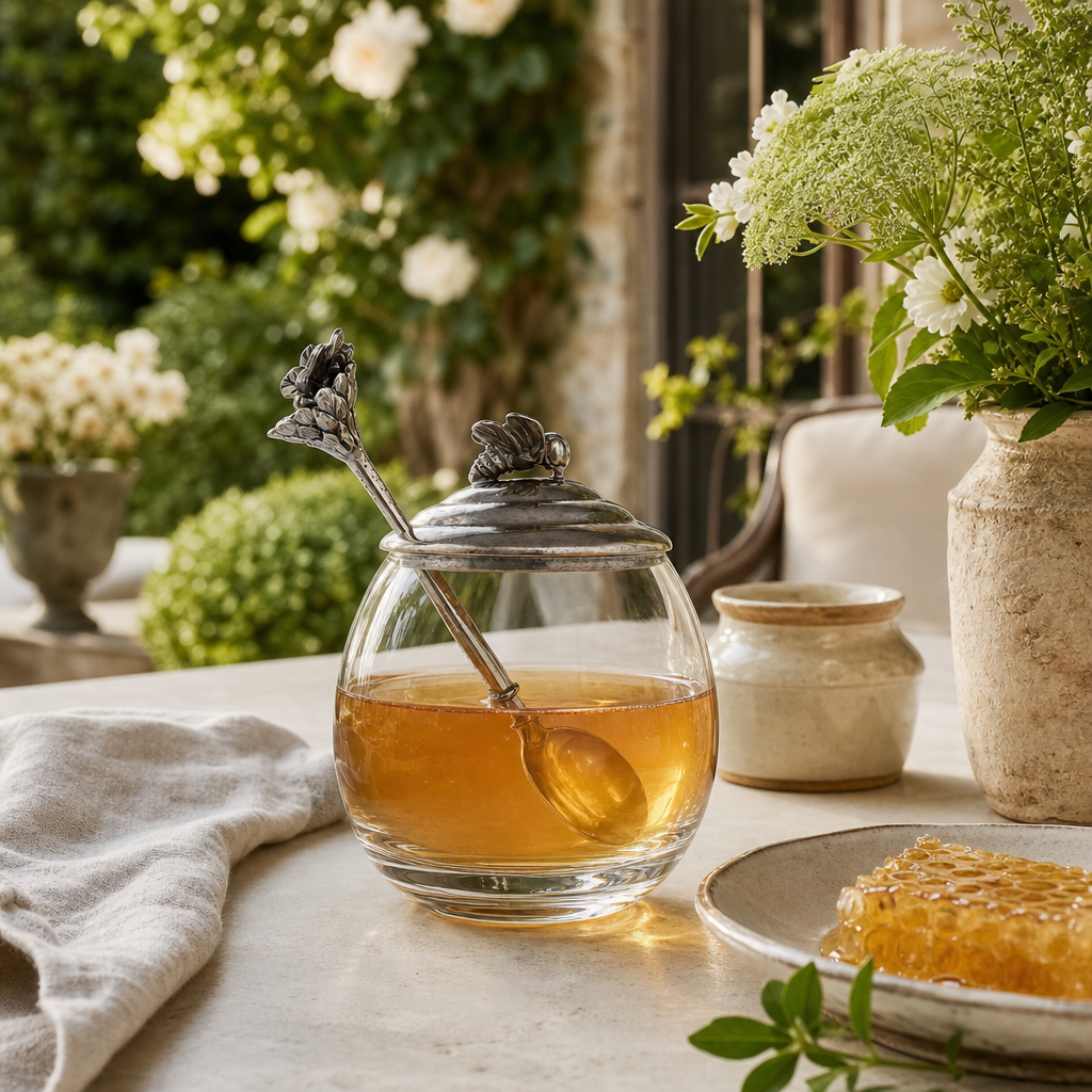 Bee Glass Honey Pot with Spoon 8