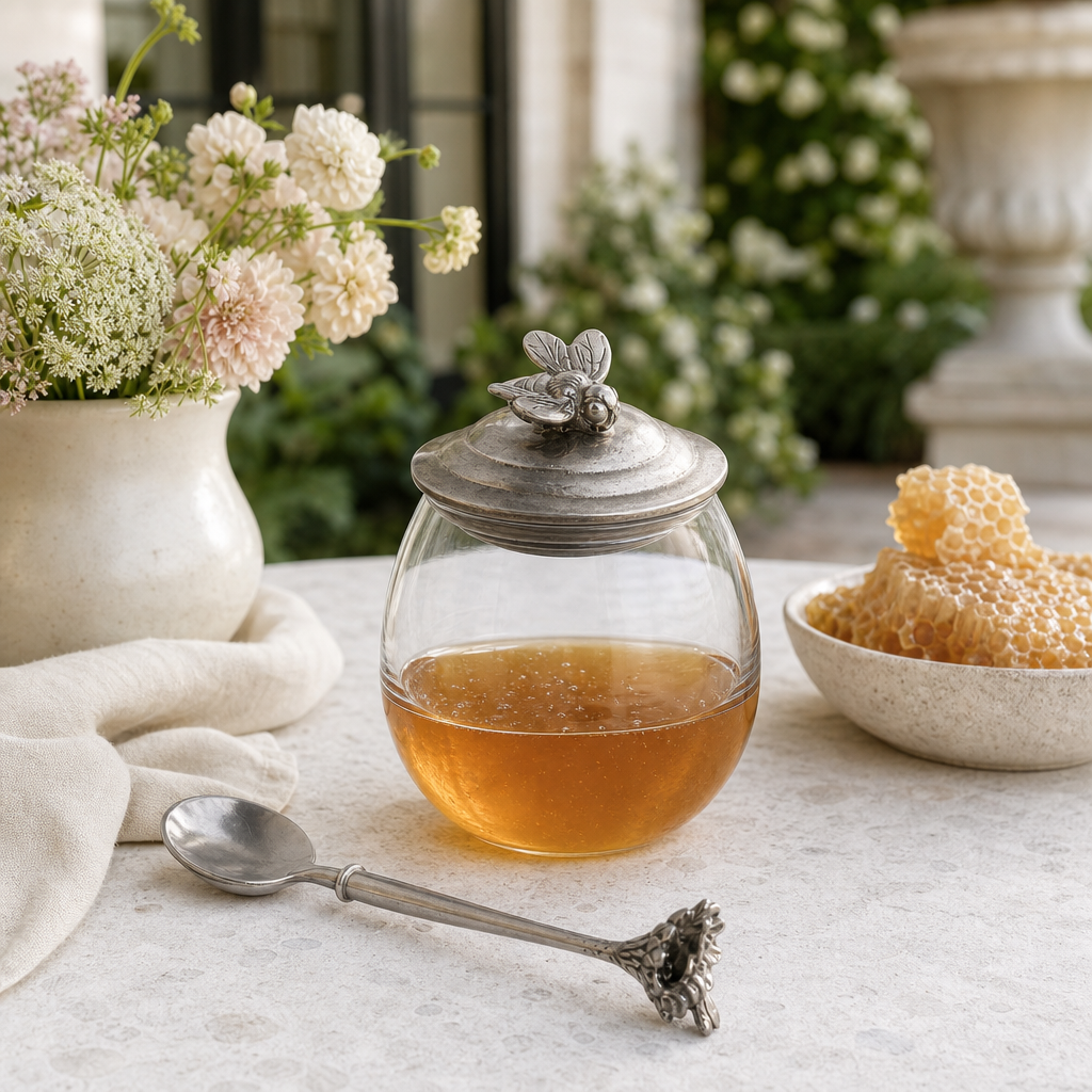 Bee Glass Honey Pot with Spoon 9