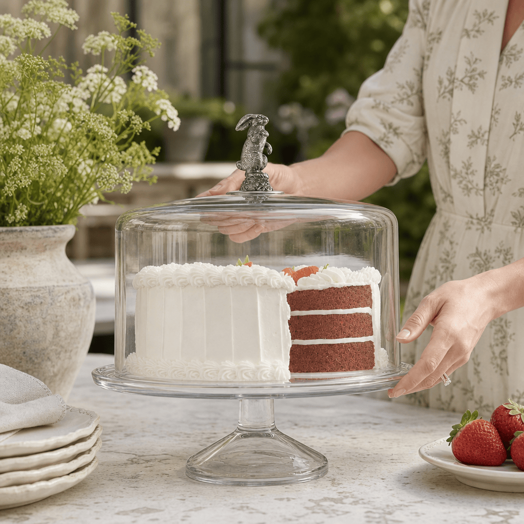 Bunny Glass Covered Cake / Dessert Stand 6