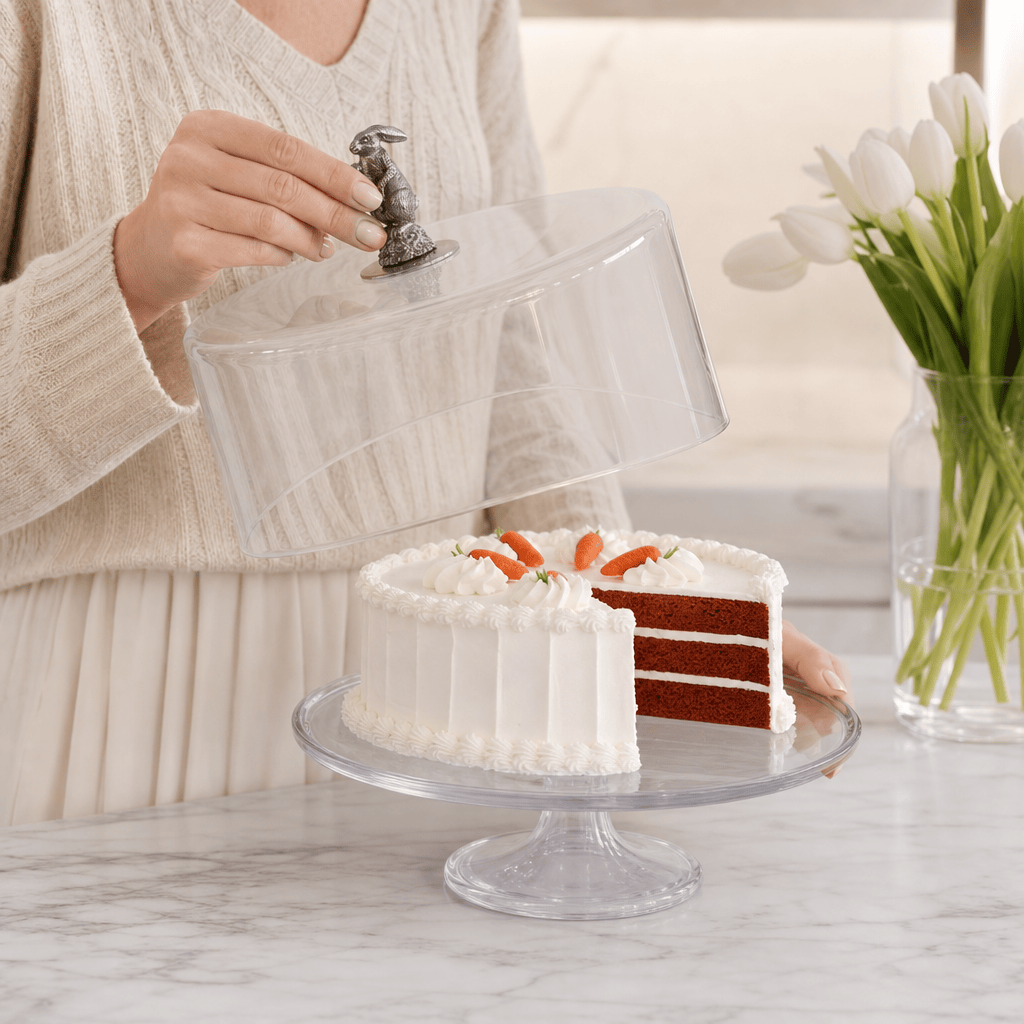 Bunny Glass Covered Cake / Dessert Stand 10