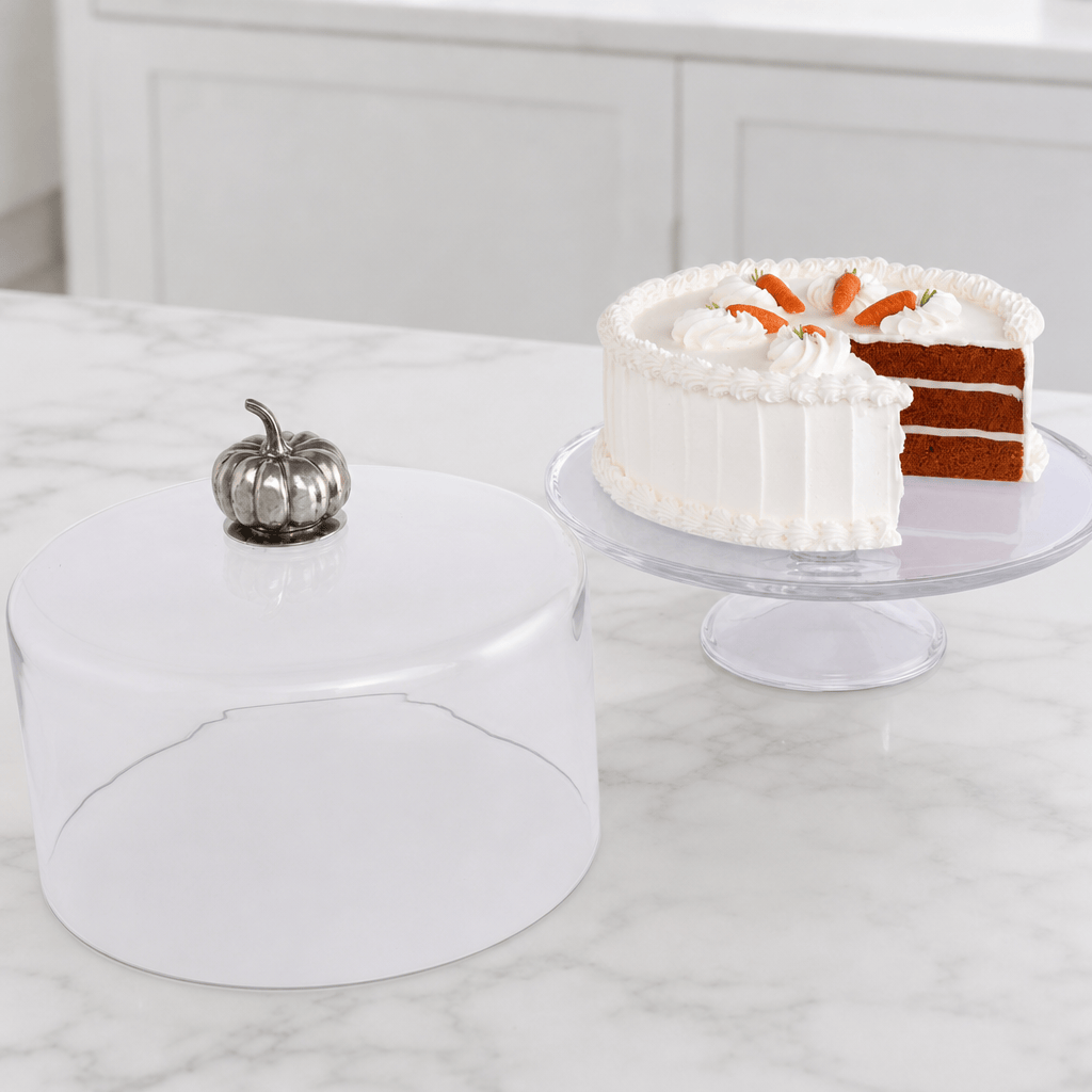 Pumpkin Knob Glass Covered Cake / Dessert Stand 10