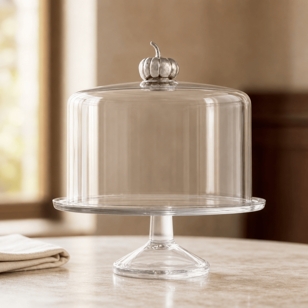 Pumpkin Knob Glass Covered Cake / Dessert Stand 4