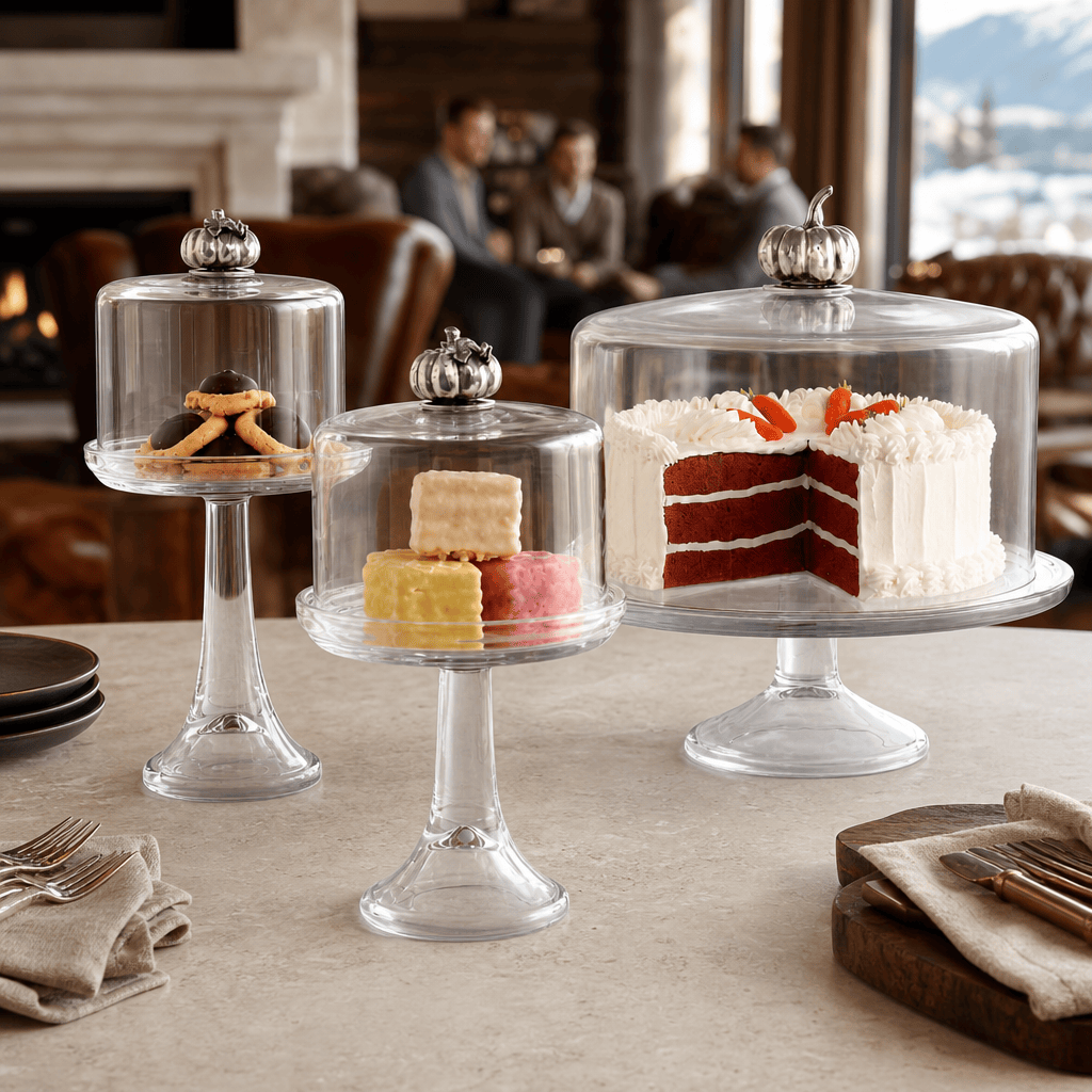 Pumpkin Knob Glass Covered Cake / Dessert Stand 9