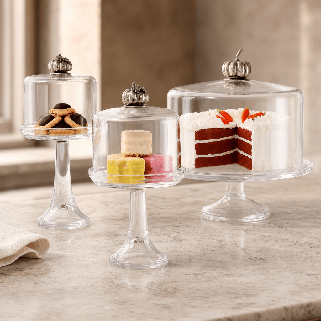 Pumpkin Knob Glass Covered Cake / Dessert Stand 5