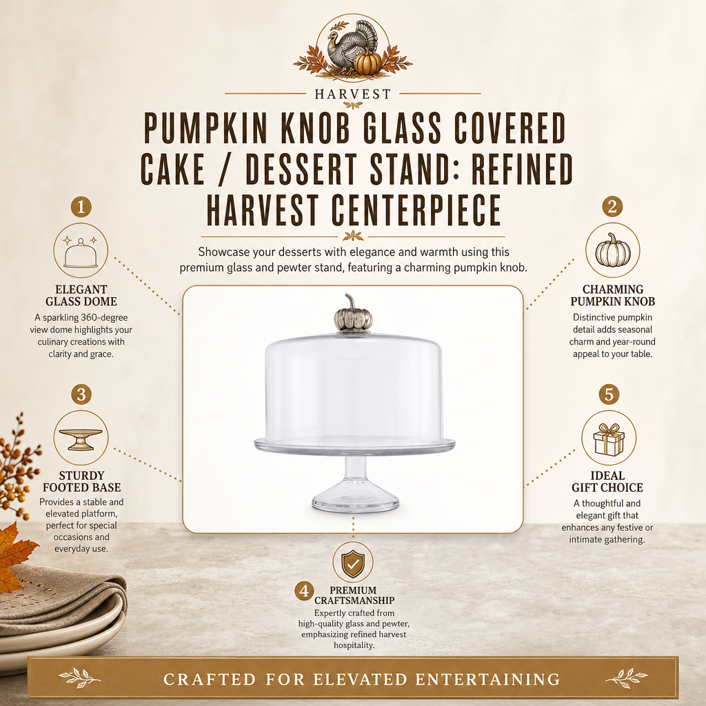 Pumpkin Knob Glass Covered Cake / Dessert Stand