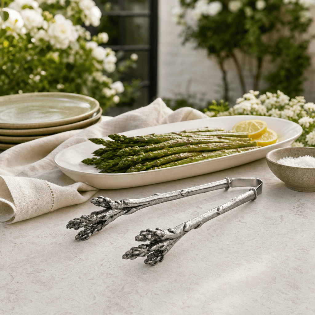 Pewter Asparagus Pattern Tongs 8