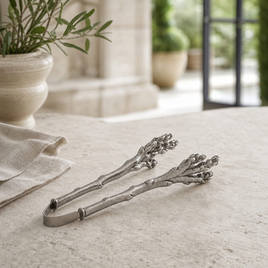 Pewter Asparagus Pattern Tongs 5