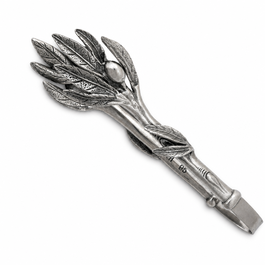 Pewter Olive Pattern Nuts and Olives Tongs 10